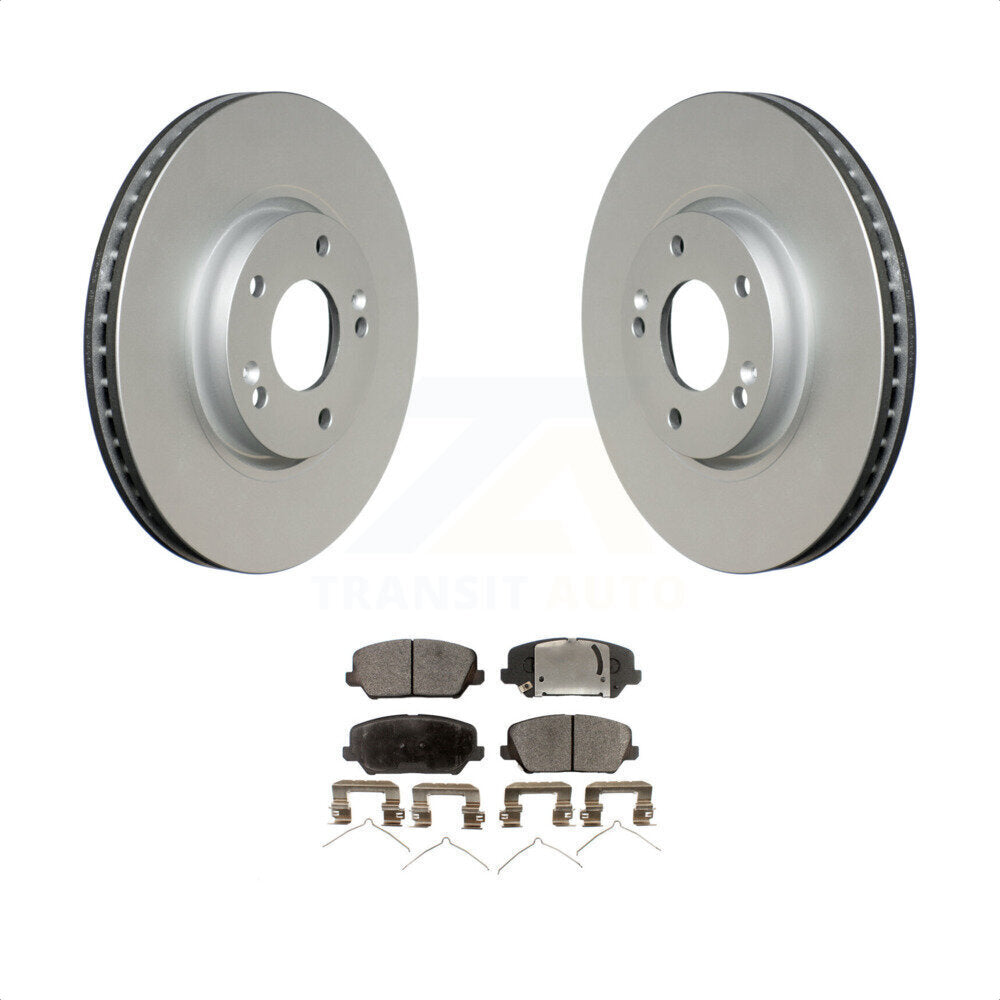 Front Coated Disc Brake Rotors And Semi-Metallic Pads Kit For Kia Forte Hyundai Veloster Forte5 KGF-100342 by Transit Auto