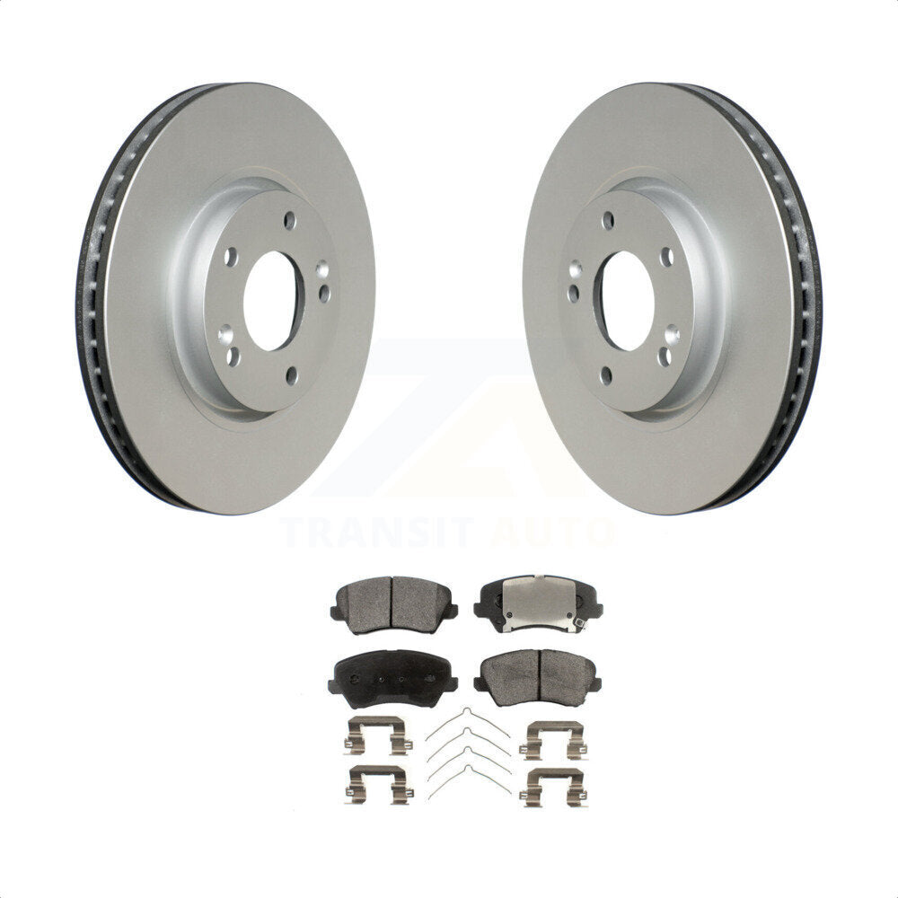 Front Coated Disc Brake Rotors And Semi-Metallic Pads Kit For Hyundai Veloster Kia Forte Koup KGF-100343 by Transit Auto