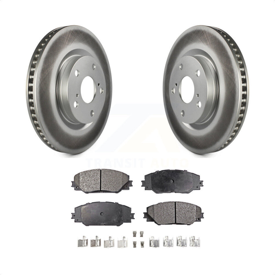 Front Coated Disc Brake Rotors And Semi-Metallic Pads Kit For Toyota RAV4 Scion tC Matrix Pontiac Vibe Corolla iM Mirai KGF-100349 by Transit Auto