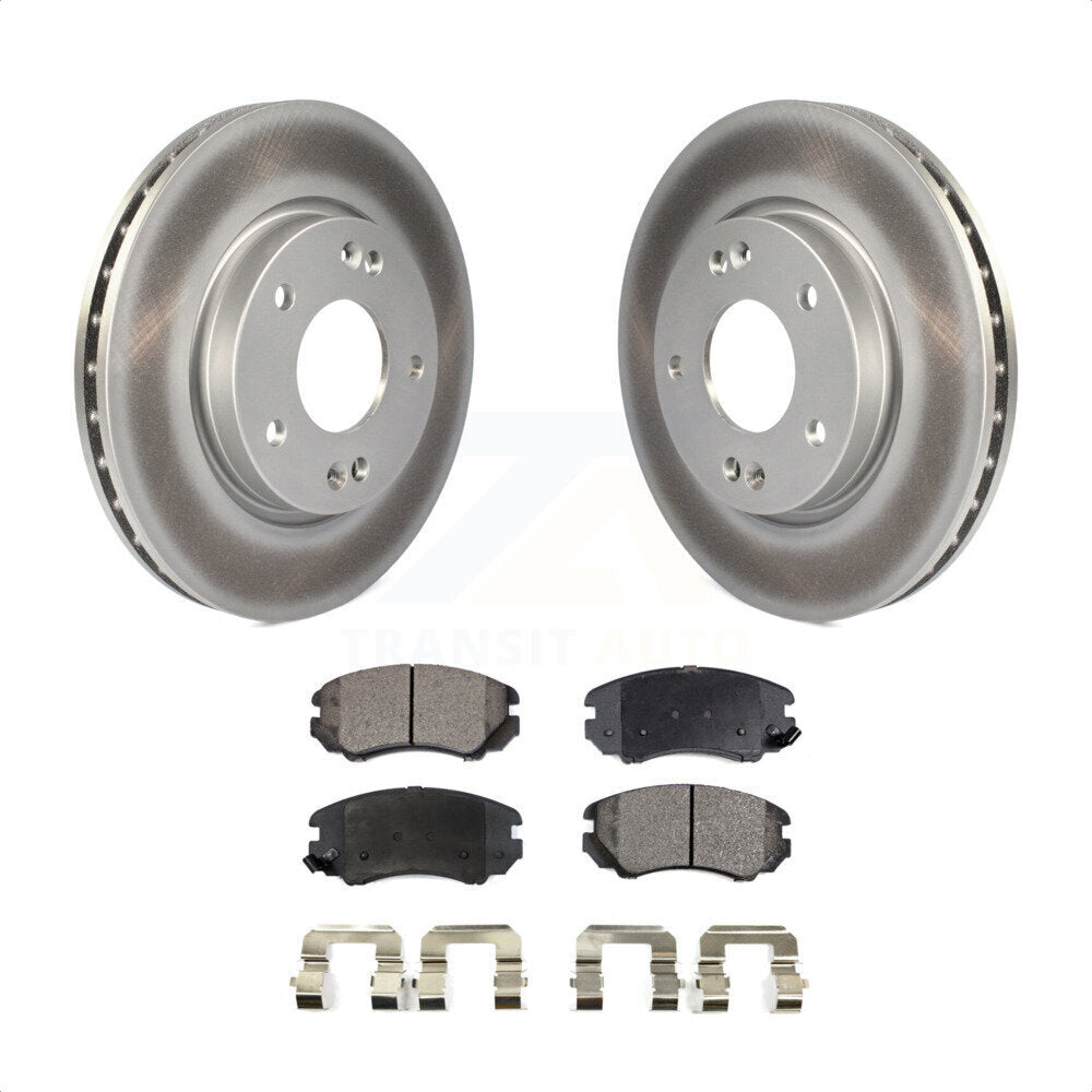 Front Coated Disc Brake Rotors And Semi-Metallic Pads Kit For Hyundai Elantra KGF-100357 by Transit Auto