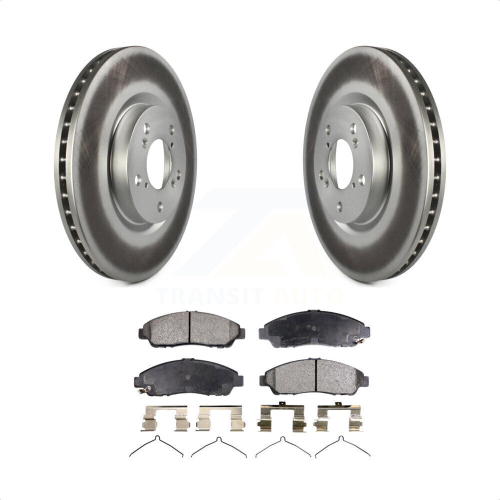 Front Coated Disc Brake Rotors And Semi-Metallic Pads Kit For Honda Pilot Acura MDX RLX ZDX KGF-100377 by Transit Auto