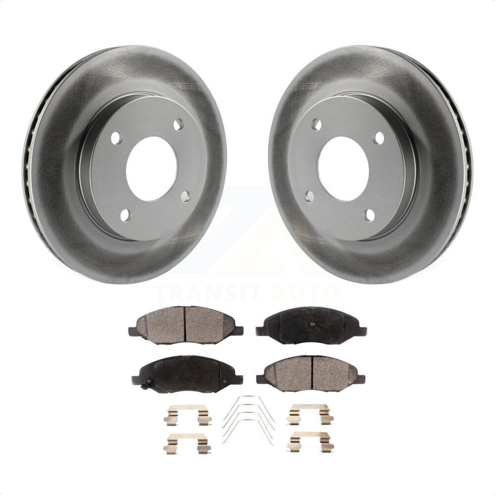 Front Coated Disc Brake Rotors And Semi-Metallic Pads Kit For 2009-2011 Nissan Versa 1.6L KGF-100427 by Transit Auto