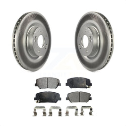 Front Coated Disc Brake Rotors And Semi-Metallic Pads Kit For Hyundai Genesis Coupe KGF-100429
