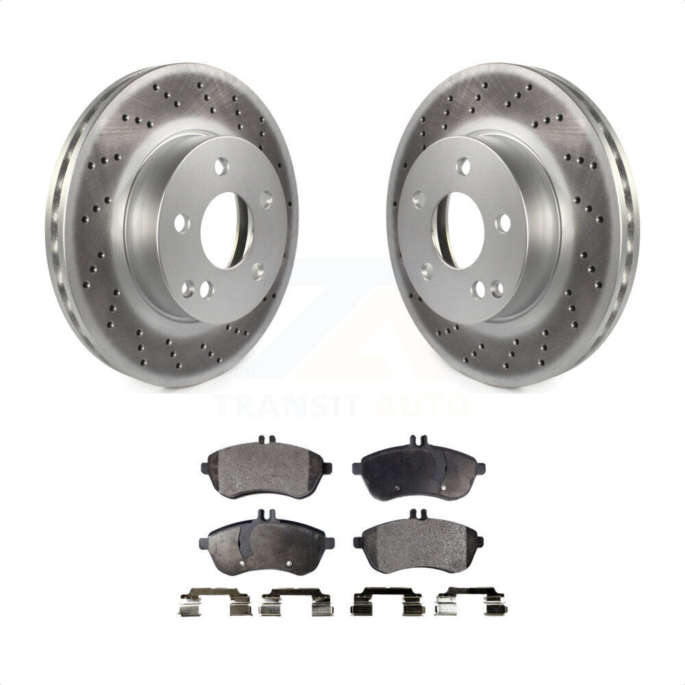 Front Coated Disc Brake Rotors And Semi-Metallic Pads Kit For Mercedes-Benz C300 C250 C230 KGF-100435 by Transit Auto