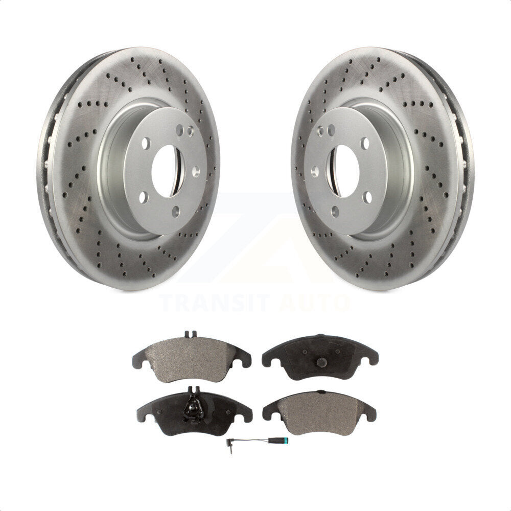 Front Coated Disc Brake Rotors And Semi-Metallic Pads Kit For Mercedes-Benz E350 C300 C350 E400 E250 SLC300 KGF-100438 by Transit Auto