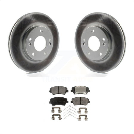 Front Coated Disc Brake Rotors And Semi-Metallic Pads Kit For Kia Forte Hyundai Veloster Elantra GT Forte5 Koup KGF-100448 by Transit Auto