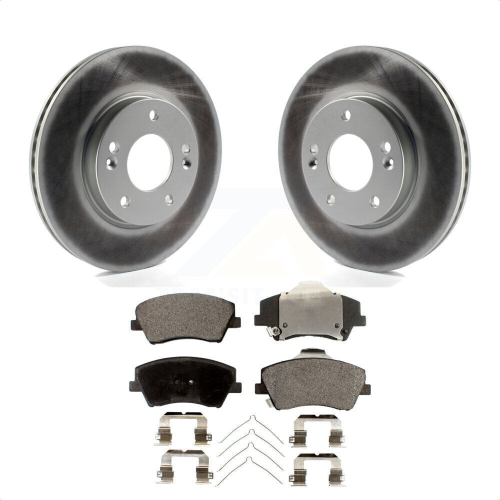 Front Coated Disc Brake Rotors And Semi-Metallic Pads Kit For Hyundai Elantra KGF-100449 by Transit Auto