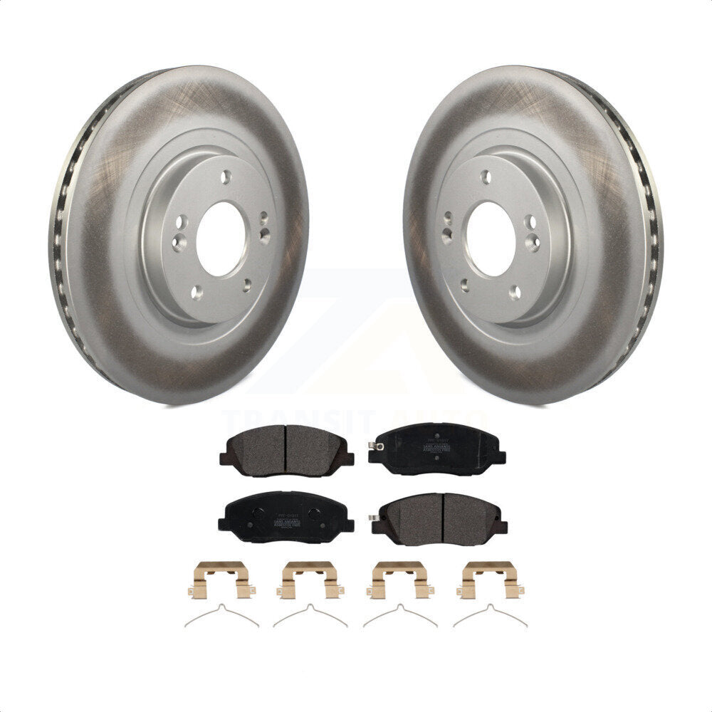 Front Coated Disc Brake Rotors And Semi-Metallic Pads Kit For Hyundai Santa Fe XL KGF-100477 by Transit Auto