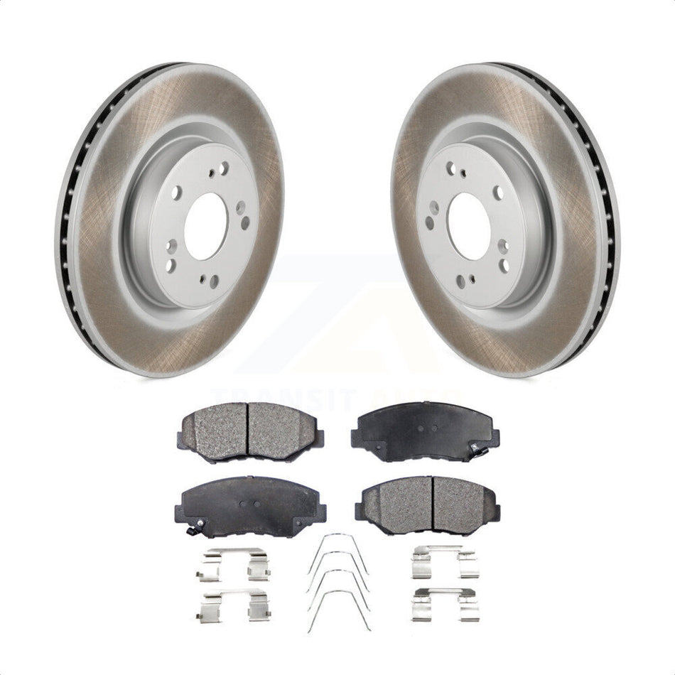 Front Coated Disc Brake Rotors And Semi-Metallic Pads Kit For 2012-2016 Honda CR-V FWD KGF-100483 by Transit Auto