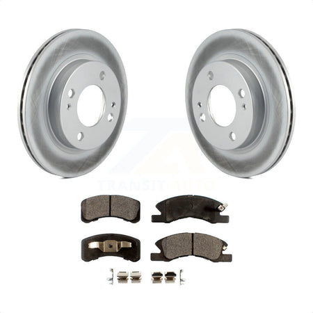 Front Coated Disc Brake Rotors And Semi-Metallic Pads Kit For 2014-2015 Mitsubishi Mirage KGF-100492 by Transit Auto