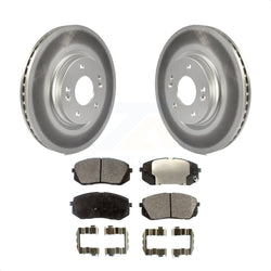 Front Coated Disc Brake Rotors And Semi-Metallic Pads Kit For 2015 Hyundai Sonata GAS engine With Manual Parking KGF-100510