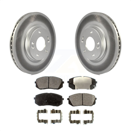 Front Coated Disc Brake Rotors And Semi-Metallic Pads Kit For 2015 Hyundai Sonata GAS engine With Manual Parking KGF-100510 by Transit Auto