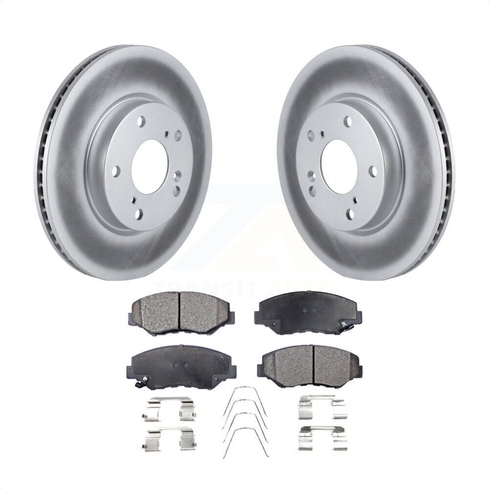 Front Coated Disc Brake Rotors And Semi-Metallic Pads Kit For Honda Civic KGF-100514 by Transit Auto