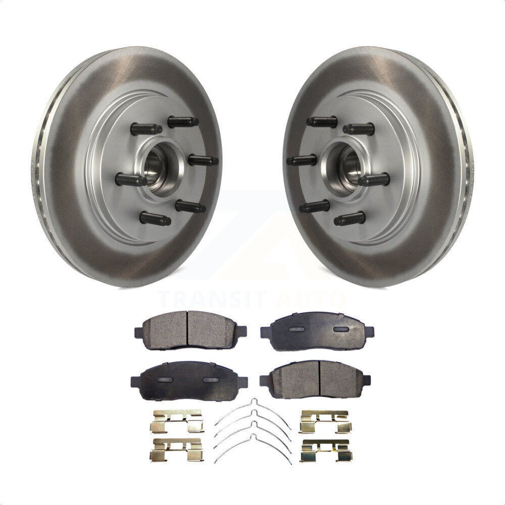 Front Coated Disc Brake Rotors Hub Assembly And Semi-Metallic Pads Kit For Ford F-150 Lincoln Mark LT With 6 Lug Wheels RWD KGF-100537 by Transit Auto