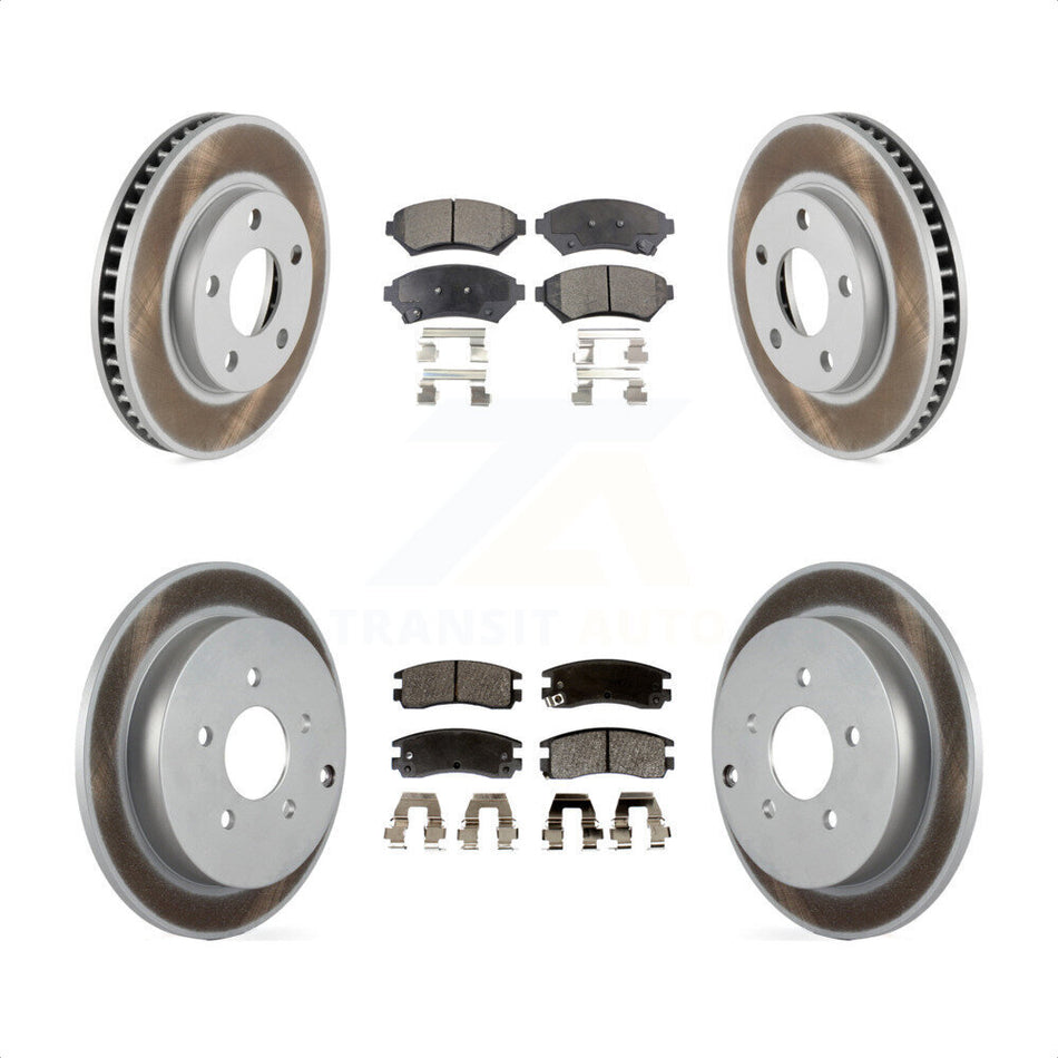 Front Rear Coated Disc Brake Rotors And Semi-Metallic Pads Kit For 2002-2004 Pontiac Montana FWD with rear brakes KGF-100546 by Transit Auto