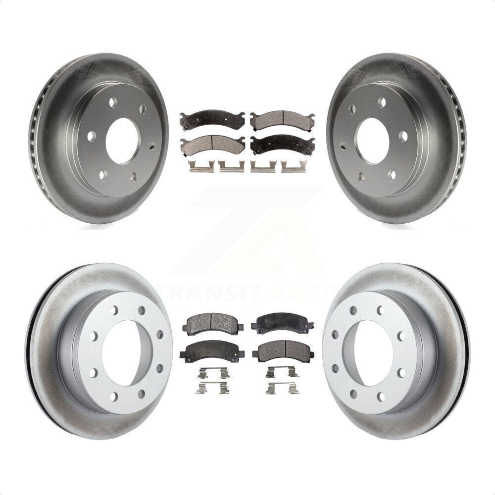 Front Rear Coated Disc Brake Rotors And Semi-Metallic Pads Kit For 2006 Chevrolet Express 2500 GAS engine With 6 Lug Wheels KGF-100553 by Transit Auto