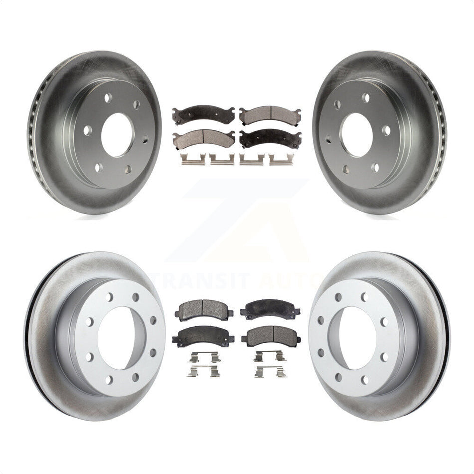 Front Rear Coated Disc Brake Rotors And Semi-Metallic Pads Kit For 2006 Chevrolet Express 2500 GAS engine With 6 Lug Wheels KGF-100553 by Transit Auto