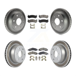 Front Rear Coated Disc Brake Rotors And Semi-Metallic Pads Kit For Chevrolet Silverado 1500 GMC Tahoe Sierra Suburban Yukon Avalanche XL Cadillac Escalade ESV EXT KGF-100558