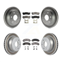 Front Rear Coated Disc Brake Rotors And Semi-Metallic Pads Kit For Chevrolet Tahoe GMC Suburban 1500 Yukon Avalanche XL Cadillac Escalade Express Savana KGF-100559