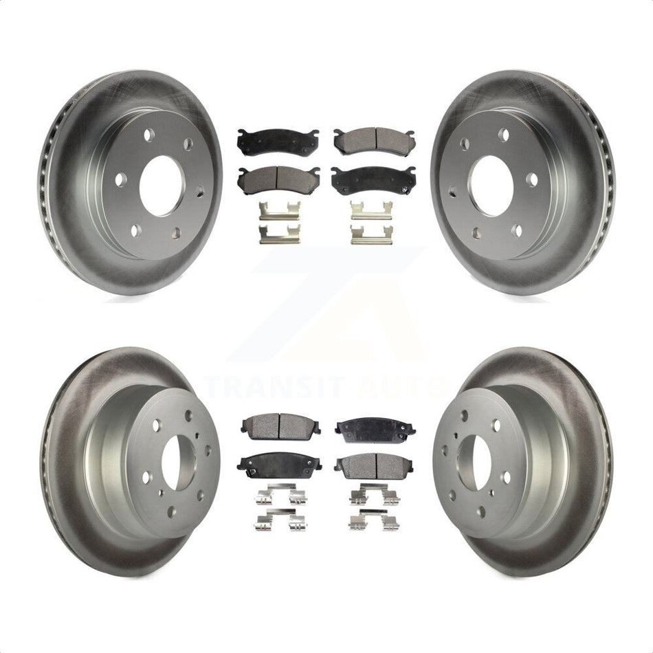 Front Rear Coated Disc Brake Rotors And Semi-Metallic Pads Kit For 2007 Chevrolet Silverado 1500 rear brakes KGF-100560 by Transit Auto