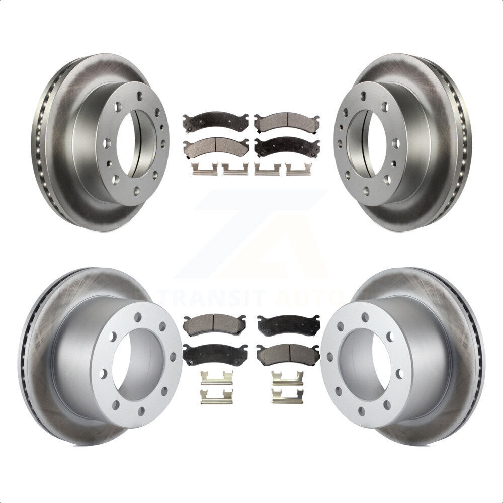 Front Rear Coated Disc Brake Rotors And Semi-Metallic Pads Kit For 2007 GMC Sierra 3500 Classic With 12000 Lb GVW KGF-100568 by Transit Auto