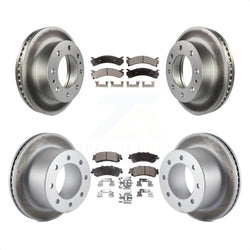 Front Rear Coated Disc Brake Rotors And Semi-Metallic Pads Kit For 2001-2001 Chevrolet Silverado 3500 GMC Sierra KGF-100569