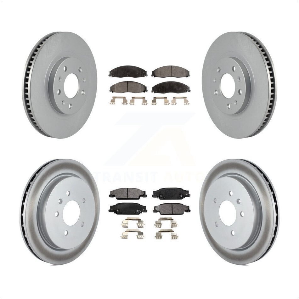 Front Rear Coated Disc Brake Rotors And Semi-Metallic Pads Kit For Cadillac CTS With Standard Suspension KGF-100575 by Transit Auto