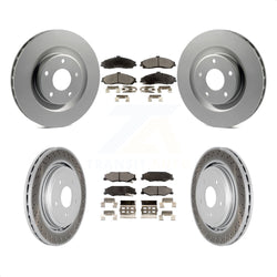 Front Rear Coated Disc Brake Rotors And Semi-Metallic Pads Kit For 2006-2008 Cadillac XLR Naturally Aspirated With Heavy Duty Brakes KGF-100585