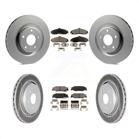 Front Rear Coated Disc Brake Rotors And Semi-Metallic Pads Kit For 2006-2008 Cadillac XLR Naturally Aspirated With Heavy Duty Brakes KGF-100585 by Transit Auto