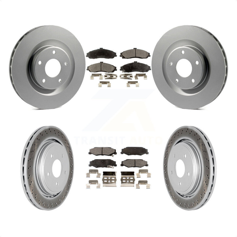 Front Rear Coated Disc Brake Rotors And Semi-Metallic Pads Kit For 2006-2008 Cadillac XLR Naturally Aspirated With Heavy Duty Brakes KGF-100585 by Transit Auto