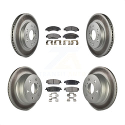 Front Rear Coated Disc Brake Rotors And Semi-Metallic Pads Kit For 2007-2007 Chevrolet Tahoe GMC Suburban 1500 Yukon Cadillac Avalanche XL Escalade ESV EXT KGF-100587