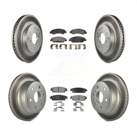 Front Rear Coated Disc Brake Rotors And Semi-Metallic Pads Kit For 2007-2007 Chevrolet Tahoe GMC Suburban 1500 Yukon Cadillac Avalanche XL Escalade ESV EXT KGF-100587 by Transit Auto