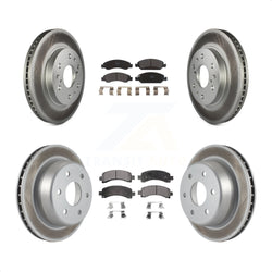 Front Rear Coated Disc Brake Rotors And Semi-Metallic Pads Kit For 2009-2014 Chevrolet Express 1500 GMC Savana KGF-100590