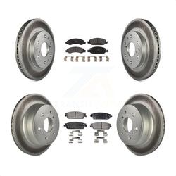 Front Rear Coated Disc Brake Rotors And Semi-Metallic Pads Kit For Chevrolet Silverado 1500 GMC Sierra Tahoe Suburban Yukon Cadillac XL Avalanche Escalade ESV EXT KGF-100591
