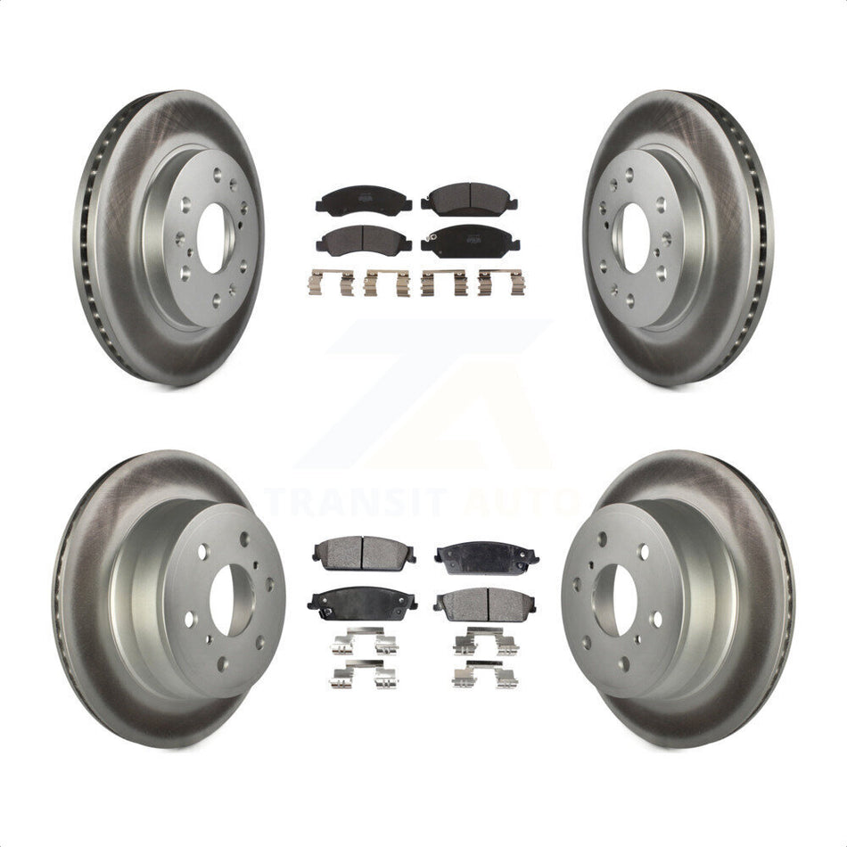 Front Rear Coated Disc Brake Rotors And Semi-Metallic Pads Kit For Chevrolet Silverado 1500 GMC Sierra Tahoe Suburban Yukon Cadillac XL Avalanche Escalade ESV EXT KGF-100591 by Transit Auto