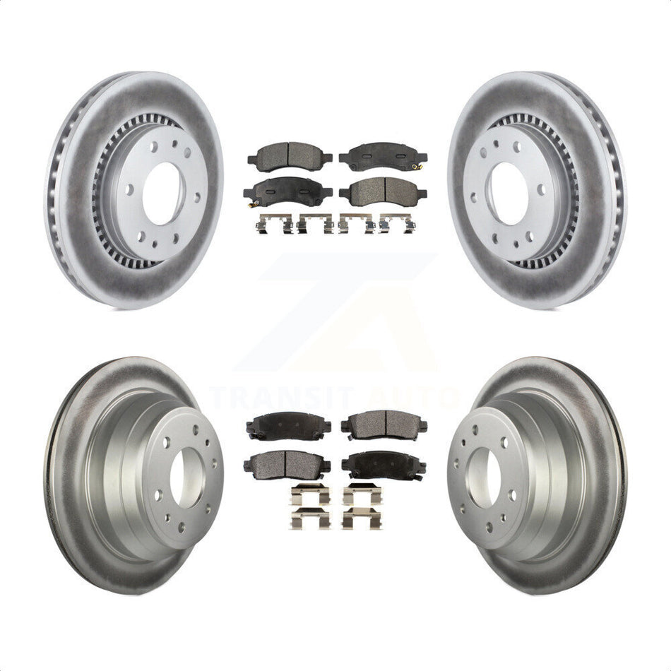 Front Rear Coated Disc Brake Rotors And Semi-Metallic Pads Kit For Chevrolet Trailblazer GMC Envoy Buick Rainier Isuzu Ascender KGF-100596 by Transit Auto