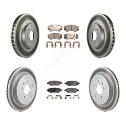 Front Rear Coated Disc Brake Rotors And Semi-Metallic Pads Kit For 2010-2015 Chevrolet Camaro LT LS KGF-100610