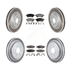 Front Rear Coated Disc Brake Rotors And Semi-Metallic Pads Kit For Cadillac SRX Saab 9-4X KGF-100613