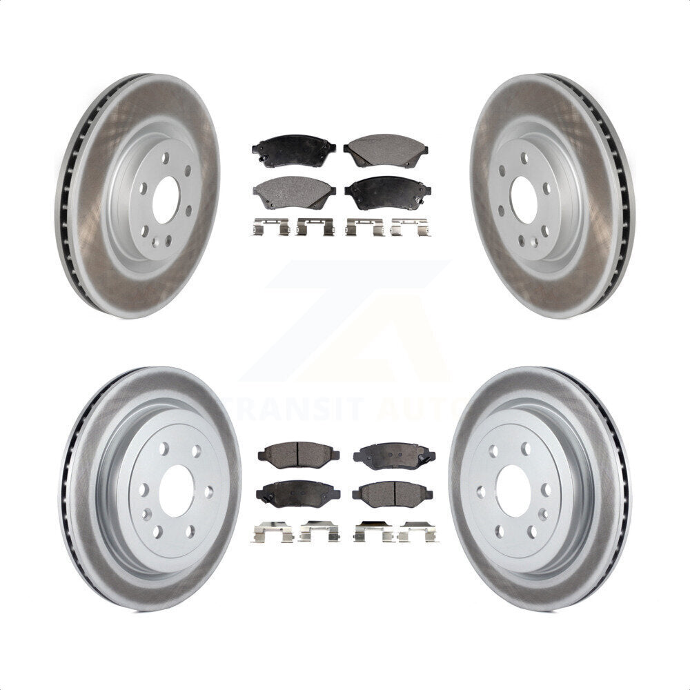 Front Rear Coated Disc Brake Rotors And Semi-Metallic Pads Kit For Cadillac SRX Saab 9-4X KGF-100613 by Transit Auto