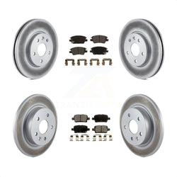 Front Rear Coated Disc Brake Rotors And Semi-Metallic Pads Kit For 2016 Chevrolet Cruze With 268mm Diameter Rotor KGF-100616