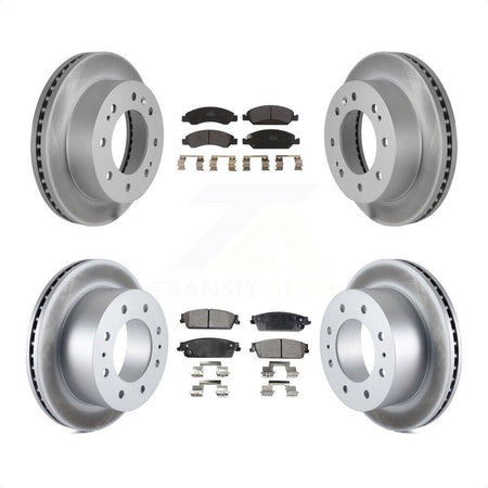 Front Rear Coated Disc Brake Rotors And Semi-Metallic Pads Kit For 2011 Chevrolet Silverado 1500 Hybrid KGF-100619 by Transit Auto