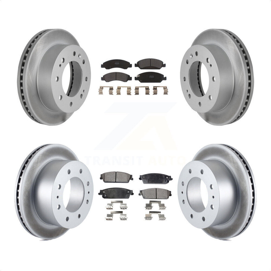 Front Rear Coated Disc Brake Rotors And Semi-Metallic Pads Kit For 2011 Chevrolet Silverado 1500 Hybrid KGF-100619 by Transit Auto