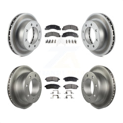 Front Rear Coated Disc Brake Rotors And Semi-Metallic Pads Kit For Ford F-250 Super Duty Excursion 4WD KGF-100630