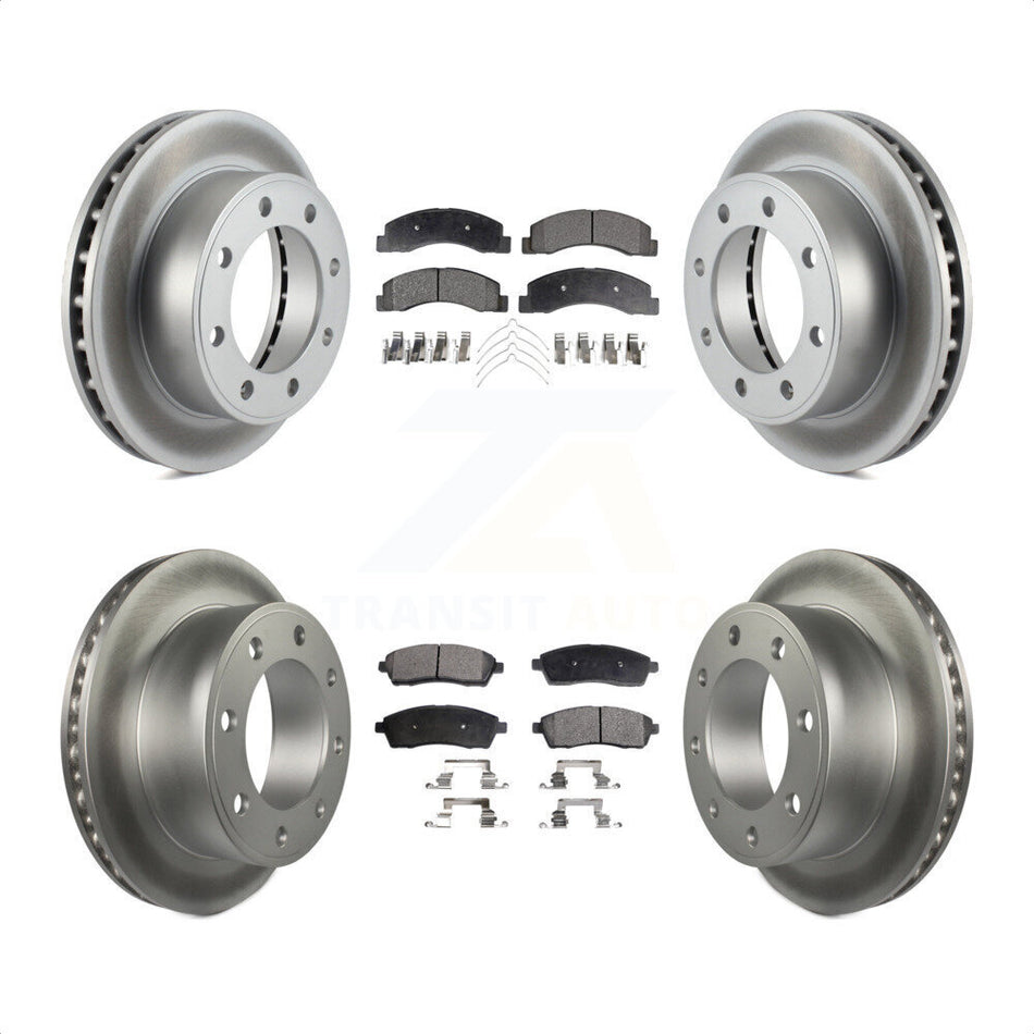 Front Rear Coated Disc Brake Rotors And Semi-Metallic Pads Kit For Ford F-250 Super Duty Excursion 4WD KGF-100630 by Transit Auto