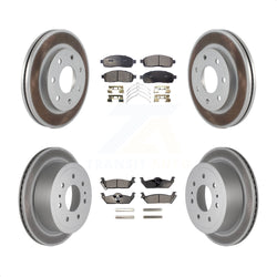 Front Rear Coated Disc Brake Rotors And Semi-Metallic Pads Kit For Ford F-150 Lincoln Mark LT 4WD KGF-100639