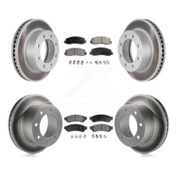 Front Rear Coated Disc Brake Rotors And Semi-Metallic Pads Kit For 2008-2009 Ford F-250 Super Duty 4WD KGF-100643