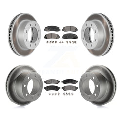 Front Rear Coated Disc Brake Rotors And Semi-Metallic Pads Kit For Ford F-250 Super Duty F-350 4WD KGF-100645