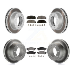 Front Rear Coated Disc Brake Rotors And Semi-Metallic Pads Kit For Ford F-250 Super Duty F-350 With Single Wheels 4WD KGF-100646