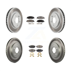 Front Rear Coated Disc Brake Rotors And Semi-Metallic Pads Kit For 2005-2010 Ford Mustang Base KGF-100651