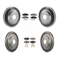 Front Rear Coated Disc Brake Rotors And Semi-Metallic Pads Kit For Ford Mustang KGF-100652